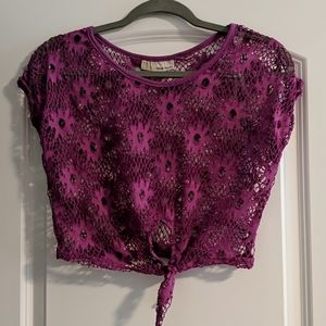 Purple Netting Crop Top